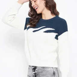 Camla White & Navy Color-Block Sweater image 3