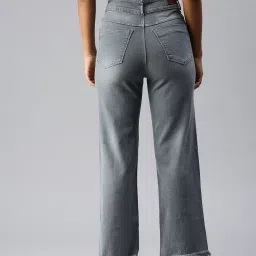 showoffff SHOWOFF Clean Look Grey Wide Leg Denim Jeans image 3