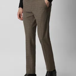 Van Heusen Brown Slim Fit Checks Trousers image 3