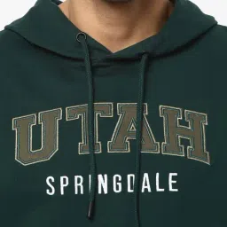 R&B Green Regular Fit Printed Hoodie image 4