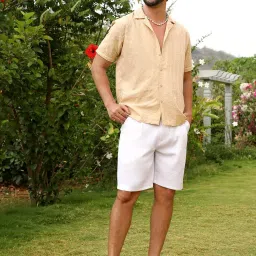 Campus Sutra Beige Regular Fit Embroidered Shirt image 3