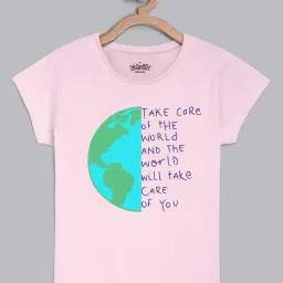 Kidsville Pink & Blue Cotton Printed T-Shirt image 1