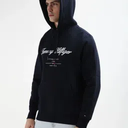 Tommy Hilfiger Navy Cotton Regular Fit Logo Printed Pullover image 3