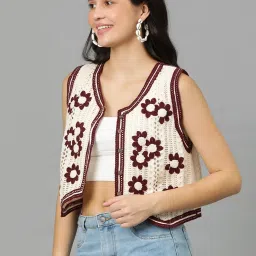 Kotty Multi Cotton Blend Crochet Sleeveless Crop Top image 3