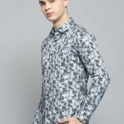 Monte Carlo Mens Printed Grey Collar Full Sleeve Shirt image 3