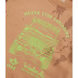 Gini & Jony Kids Brown Printed Full Sleeves Sweatshirt image 3