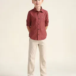 U.S. Polo Assn. Boys Rust Cotton Textured Shirt image 3