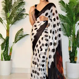 GHAN SALS Polka Dot Pure Georgette Saree image 2