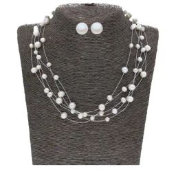 Sri Jagdamba Pearls Pearl White Alloy Necklace Set-picture-44