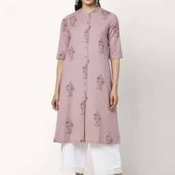 Rangmanch by Pantaloons Purple Cotton Printed A Line Kurta image 1