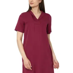 Allen Solly Maroon Above Knee A-Line Dress-picture-34