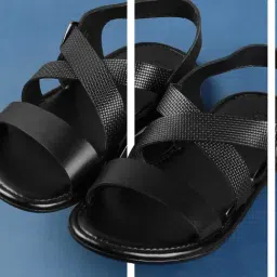 Mochi Men's Black Ankle Strap Sandals-picture-37