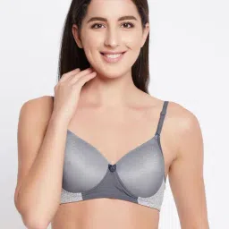 Clovia Grey Geometric Pattern T-Shirt Bra-image-29
