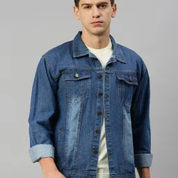 VOXATI Blue Regular Fit Shirt Collar Denim Jacket image 1