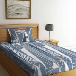 Klotthe Printed Navy 300 TC Cotton Blend King Bed Sheet with 2 Pillow Covers image 1