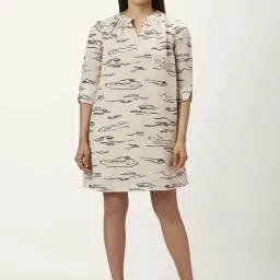 Annabelle by Pantaloons Beige Printed Shift Dress-picture-26