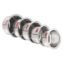 HAZEL Silver Stainless Steel Induction Base Flat Bottom Patila Set of 5 (1100 ml, 3300ml) image 1