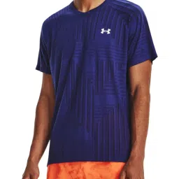 Under Armour Blue Regular Fit Self Pattern Sports T-Shirt image 1