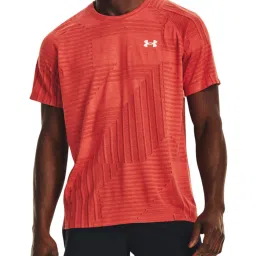 Under Armour Red Regular Fit Self Pattern Sports T-Shirt image 1