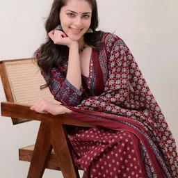 KALINI Floral Printed Square Neck Anarkali Kurta With Palazzos & Dupatta image 3