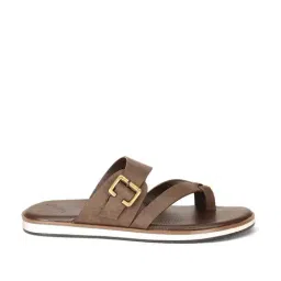 Bata Men's Brown Cross Strap Sandals-image-68