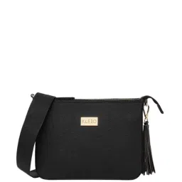 KLEIO Black Solid Medium Sling Handbag-image-15