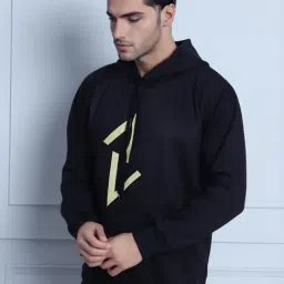 Mack Jonney Black Fleece Regular Fit Graphic Hooded Sweatshirt image 4