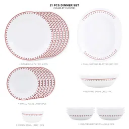 Corelle Multicolor Glass Scarlet Clover Dinner Set 21 Pcs image 3