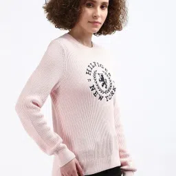 TOMMY HILFIGER Light Pink Cotton Self Design Sweatshirt image 3