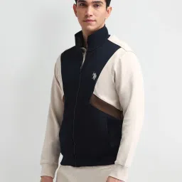 U.S. Polo Assn. Denim Co. White Cotton Regular Fit Colour Block Sweatshirt image 3