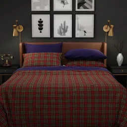 Stoa Paris Urbain Geometric Red & Green 230 TC Microfibre King Comforter with 4 Pillow Covers image 1