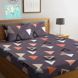 Klotthe Printed Green 210 TC Cotton Blend King 2 Bed Sheets with 4 Pillow Covers image 1