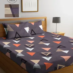 Klotthe Printed Purple 210 TC Cotton Blend King 2 Bed Sheets with 4 Pillow Covers image 1