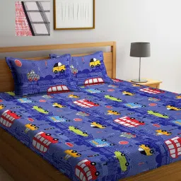 Klotthe Printed Red 210 TC Cotton Blend Double 2 Bed Sheets with 4 Pillow Covers image 1