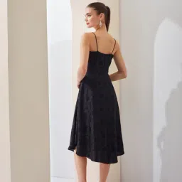 Latin Quarters Black Polyester Woven Design Dress-picture-12