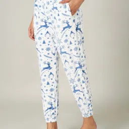 Dreamz by Pantaloons Blue & White Printed Joggers image 3