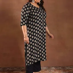 Extra Love By Libas Black Printed Kurta Salwar with Dupatta image 3