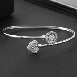 Voylla CZ Elegance White Zircons Heart Motif Curled Bracelet-picture-43