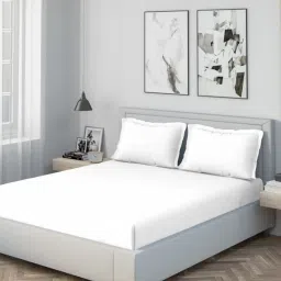 DDecor Spectrum Bedding Solid White 180 TC Cotton Double Bedsheet with 2 Pillow Covers image 1