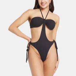 Secrets By ZeroKaata Black Plain Swim Bodysuit-picture-14