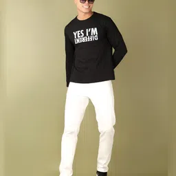 V-Mart Men Typography Printed Round Neck Cotton T-shirt image 2