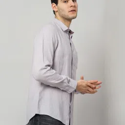 celio celio* Light Purple Regular Fit Linen Shirt image 3