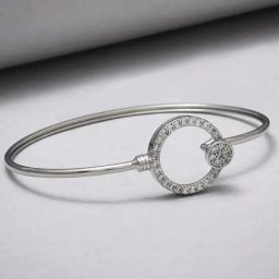 Voylla Sparkling Elegance Minimalist Round Cut CZ Adorned Rhodium Plated Brass Bracelet-picture-17