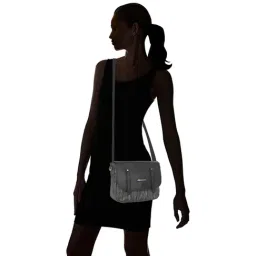 BELLADAMA Jade Black  & Grey Printed Medium Sling Handbag image 2