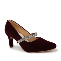 Elle Women's Maroon Stiletto Pumps image 3