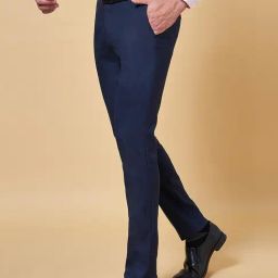 Peregrine by Pantaloons Navy Slim Fit Self Pattern Trousers-picture-9