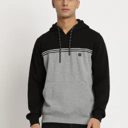 Turtle Grey & Black Regular Fit Printed Hooded Sweatshirt image 1