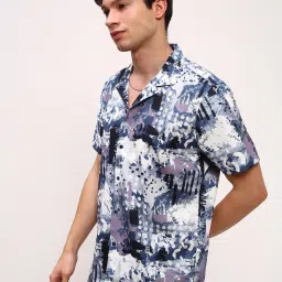 showoffff Showoff Blue Cotton Relaxed Fit Printed Shirt image 3