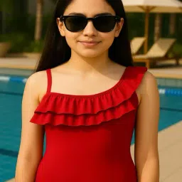 Bubble Berry Girls Red Regular Fit Swimsuit-image-79