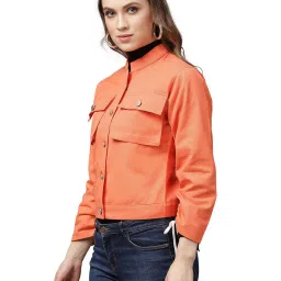 KASSUALLY Orange Fleece Solid Tailored Jacket image 3